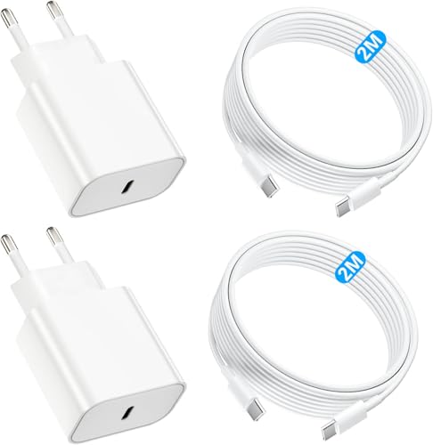 20 W USB C Ladegerät mit 2m USB C zu C Ladekabel für Phone 17/16/16e/15 17/16/15pro 17/16/15pro Max 17 Air 16/15 Plus Pad Pro/Air/Mini 2 Psck Schnellladegerät Stecker &Schnellladekabel