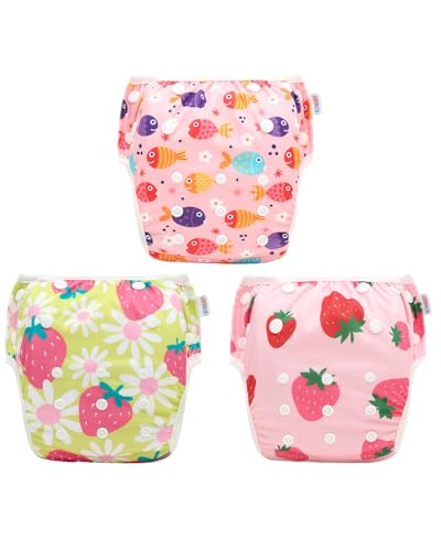 Image of ALVABABY Swim Diapers 3pcs Baby & Toddler Snap One Size Reusable Adjustable Baby Boys' Swim Diapers for Swimming Lessons 3SWY84