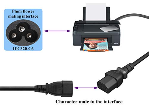 (2 Pack) C14 to C5 AC Cable, 10A 125V IEC 3Pole Male to Mickey Mouse 3Pole Female Power Adapter,C5 to C14 AC Converter for Mickey Mouse Laptop Receptacle Converter (0.3m/1ft)(C5 to C14)3