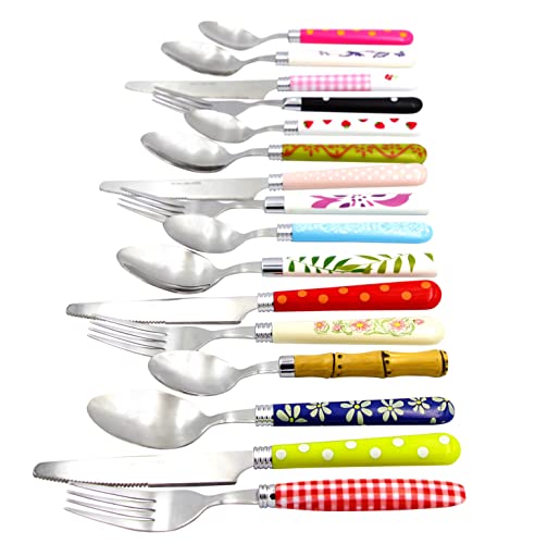 Image of Gypsy Color Eclectic Mosaic Mix & Match Stainless Steel Flatware Collection, Set of 16