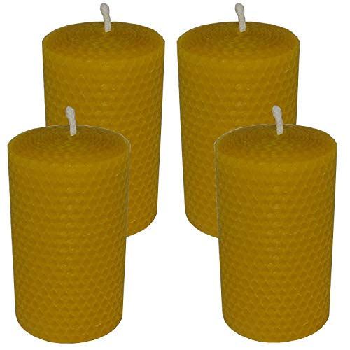 AMA-Feinkost 4 Bienenwachskerze gerollt 100 x 50 mm aus Bienenwachswaben hergestellt in Handarbeit aus dem Spessart Cover