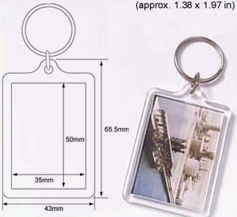 50 Pcs of Blank Clear Acrylic Keyring 35x50mm Photo Insert Craft Keychain 92033