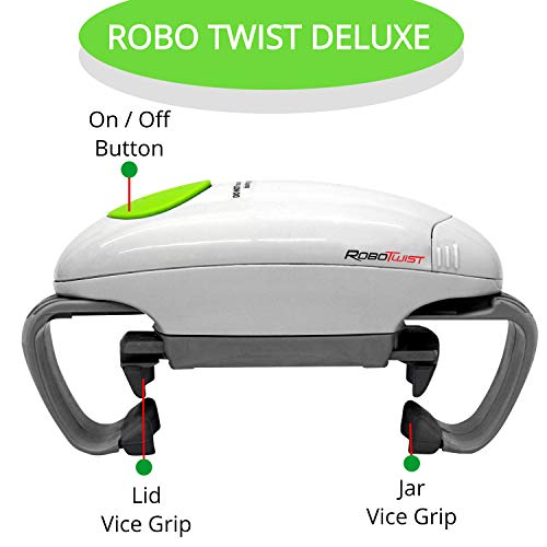 Robotwist Jar Opener, Automatic Jar Opener, Deluxe Model With Improved Torque, Robo Twist Kitchen Gadgets For Home, Electric Handsfree Easy Jar Opener – Works On All Jar Sizes, As Seen On Tv #TOP2