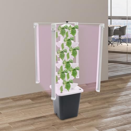 GIDRLL Kit de culture hydroponique, 6 étages, 30 trous, sans terre, tour hydroponique verticale avec lumière LED et réservoir d'eau, tour de plantation...