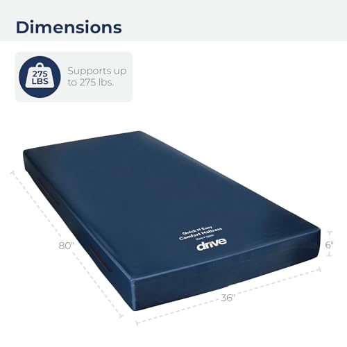 Drive Medical 15076 Decompressing Foam Mattress, Pressure-Relief Support for Homecare & Hospital Beds, High-Density Foam with Removable Cover, 275 Weight Capacity, 80"L x 36"W x 8"H, Blue by Drive Medical - Image 8