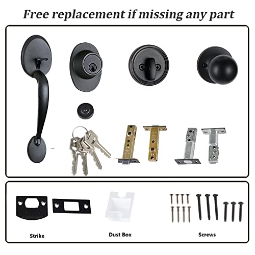 Iron Black Keyed Entry Door Handleset Front Door Lock With Deadbolt And Knob Handle- Classic1998Db Handleset (Keyed Handlest(1Pcs)) #TOP4