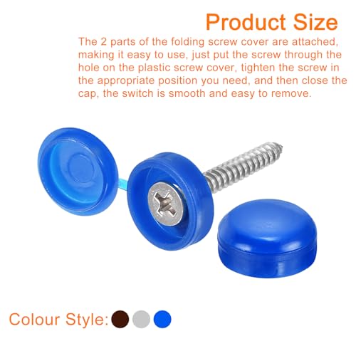 QUARKZMAN 210 Stück Schraubenabdeckungskappen, Kunststoff-Scharnier-Schraubenabdeckungen, Snap-Waschmaschinenabdeckungen Schraubenkappen für Möbel und Wände, Blau/Kaffee/Grau