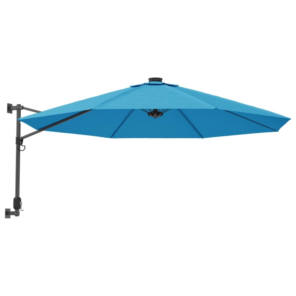 Parasol mural avec LED Solivagant grand format 290 cm bleu mer
