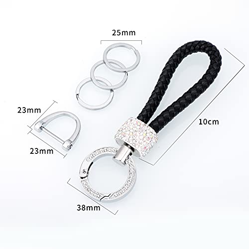 Bling Bling Luxury Crystal Diamondcar Key Chains For Ladies Women Key Fob, Key Chain Ring Strap (Black) #TOP4