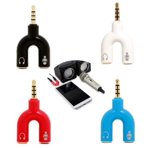 CCeCCe 4 Pack Headphone Mic Splitter Headset Microphone Y Splitter 3.5mm 4 Pole Male TRRS Plug to Dual Female TRS Adapter for Dual 3.5mm Jack Wired Gaming Headset to Xbox PS4 Phone Laptop PC