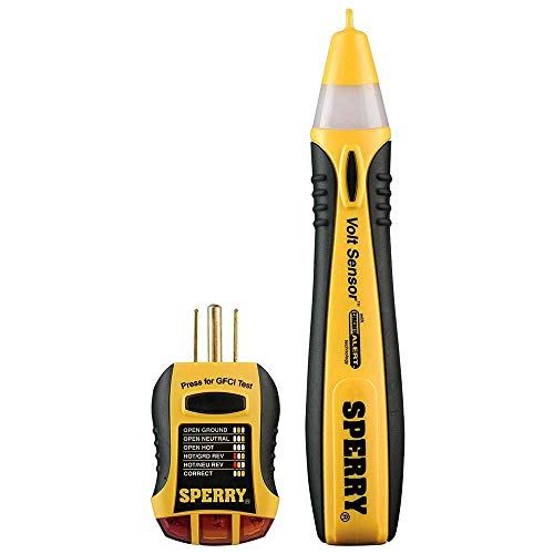 Non-Contact Voltage Tester & Outlet/Receptacle Tester Kit, Yellow & Black, Electrical AC Voltage Detector