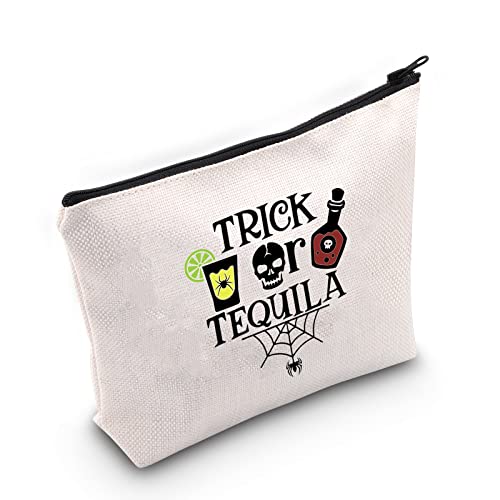 JXGZSO Lustige Halloween-Make-up-Tasche Trick Or Tequila Kosmetiktasche Tequila Liebhaber Geschenk Trinken Thema Geschenk, Halloween-Totenkopf-Geschenk Cover