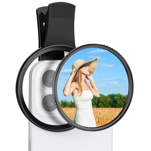 Image of K&F Concept 67mm Clip-on Black Diffusion 1 /4&CPL Phone Camera Lens Filter Kit, Mist Cinematic Effect Filter Compatible with iPhone 16 15 14 13 12 11, for Video /Vlog /Portrait Photography | Mist Cinematic Effect Filter Compatible with iPhone 16 15 14 13 12 11, for Video /Vlog /Portrait Photography, FP101