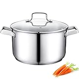 3.5 Quart Stainless Steel Stock Pot - Premium Heavy Duty Stew Pot with Lid, Healthy Stockpot Cooking...