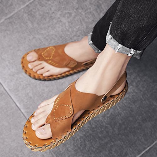 Men's Casual Sandals Male Handmade Comfy Soft Beach Slipper Breathable Leather Outdoor Leisure Shoes(42)2