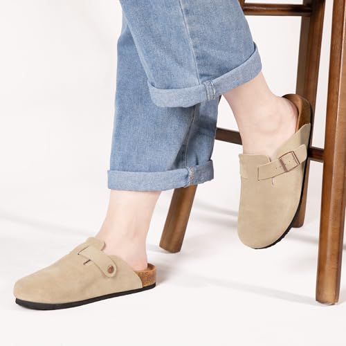 Women's Suede Clogs Men's Slip-On Mules Non-Slip Potato Shoes Arch Support Sandals with Adjustable Buckle for Indoor & Outdoor Use2