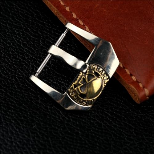 Bronze Buckle, 20 22 24MM White Brass Skull Embedded Leather Strap Accessories2