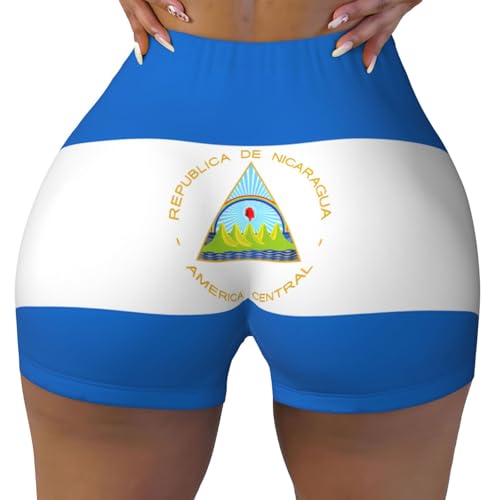 Flag of Nicaragua Pattern Sports Shorts, high Elastic Slim Fitness Pants, Suitable for Yoga/Leisure/Daily wear