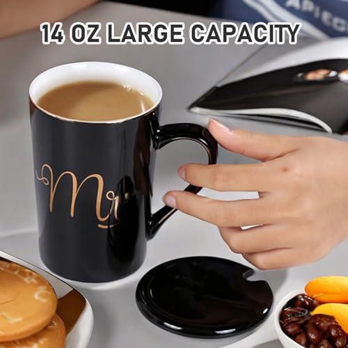 Wedding-Gifts-Engagement-Newlyweds-His-Hers-Bridal-Shower-Ideas-Present-for-Bride-Groom-Parents-Couples-Mr-Mrs-Valentines-Christmas-Coffee-Mugs-Set-14oz Wedding Gifts Engagement Newlyweds His Hers Bridal Shower Ideas Present for Bride Groom Parents Couples Mr Mrs Valentines Christmas Coffee Mugs Set 14oz