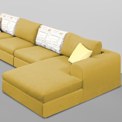 Image of Koza RHS 6 Seater L Shape Sofa Set for Living Room (Yellow Fabric) Premium Fabric Sofa