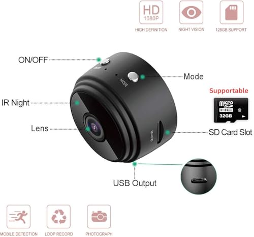 Image of 1080P WiFi Wireless Nanny Camera for Pet Baby Home Office Security Small Monitor Video Camera with App Control Cloud /SD Storage (Magnet Camera)