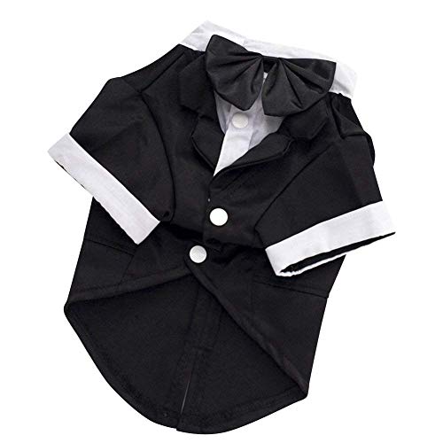 Marupet Fashion Couture - Formal Tuxedo With Red Bow Tie For Small Dog Teddy Chihuahua Bichon Frise Black M #TOP5