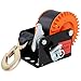 ZeHuoGe 600LBS Hand Winch, with 19.6FT Steel Cable, Galvanized Shell, 3.1:1 Gear Ratio Portable Winch, Two-Way Ratchet, Manual Operated Hand Crank Winch for Trailer, Boat or ATV Towing (Orange)