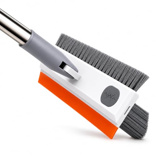 Image of 3-in-1 Bathroom Cleaning Brush with Wiper, Long Handle 180 Rotating Floor Scrub Brush for Tiles, Toilet, Kitchen & Bathroom, V-Shaped Bristles Cleaning Tool