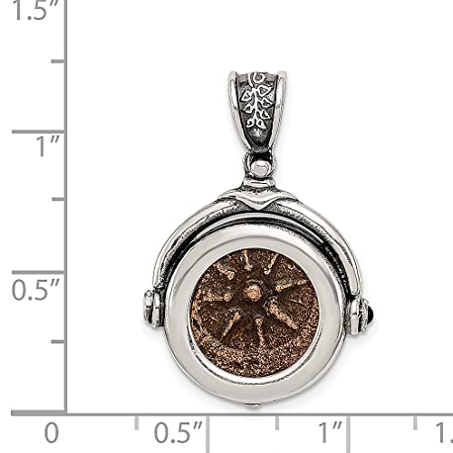 Ancient Coins 925 Sterling Silver Bronze Widowmite Coin Reversible Pendant Charm Necklace A Certificate Of Authenticity Bezel Fine Jewelry For Women Gifts For Her #TOP3