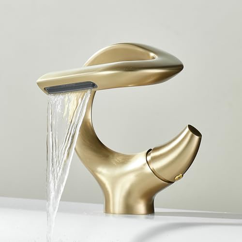Robinet cascade or brossé MOCHAMIK idéal pour salle de bain hôtel et maison