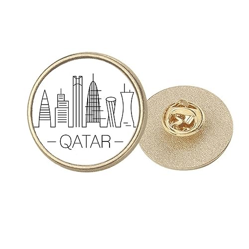 Broche Qatar dorée et ronde avec repères de Doha en taille M