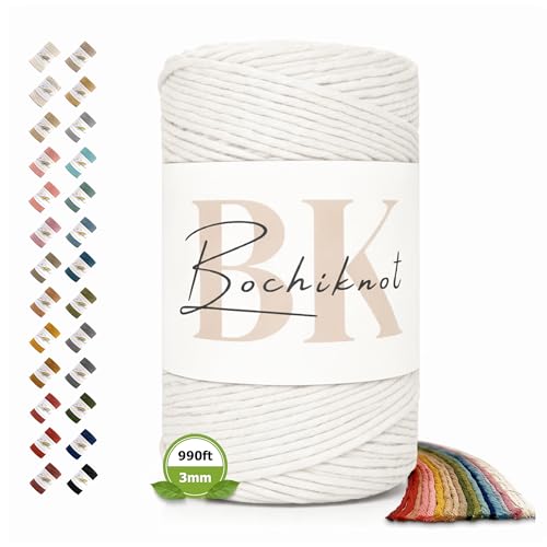 BOCHIKNOT Macrame Cord 3mm x 330yds - Single Strand for