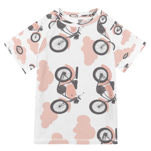 Boys Short Sleeve T-Shirts Motocross Cloud Cartoon Rashguard Kids Swim Shirts Sun UPF 50+ Multicoloured