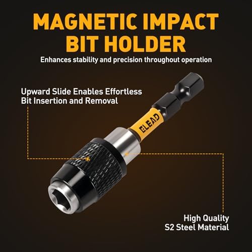 6-Piece Phillips Bit #2 Impact, 2 Inch Magnetic Phillips Head Drill & Screwdriver Bit with Magnetic Bit Holder, S2 Steel, 1/4" Hex Shank, PH2 for Impact Driver, Professional & DIY Use - 3