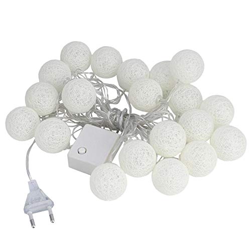 Preisvergleich Produktbild Boquite Lichterkette, LED-Kette, 20 Baumwolldrahtkugeln LED-Lichterkette Christmas Indoor Night Lamp Strip für Courtyard Garden Bedroom(Beige)