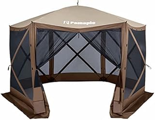 Pamapic 12 x 12 Foot Camping Portable Outdoor Pop-up Gazebo, Outdoor Gazebo Tent, UV Protection Screen Tent, Carrying Bag, Brown