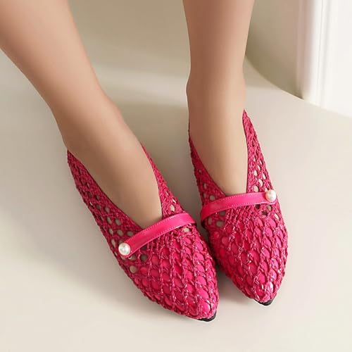 Fashin Mesh Ballet Flat Pumps for Women Soft Pointed Toe Slip On Pearl Ballerina Sandals3