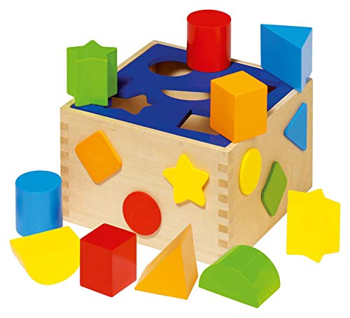 goki WM254 Sortierbox aus Holz,12-teiliges Steckspiel, Formen- und...
