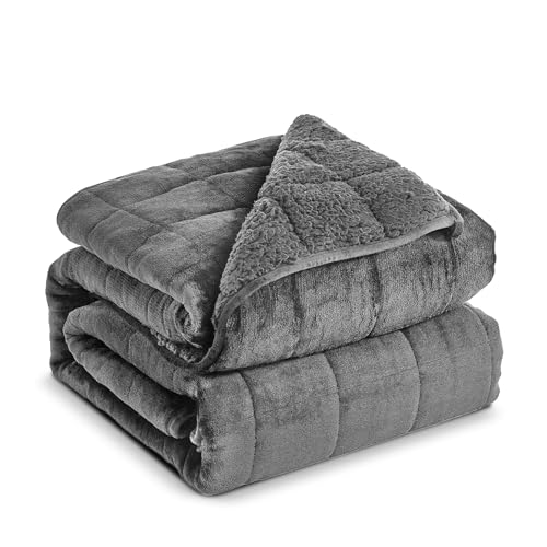 Sherpa Fleece Adult Weighted Blanket, 15 Pounds Dual Sided Soft P...