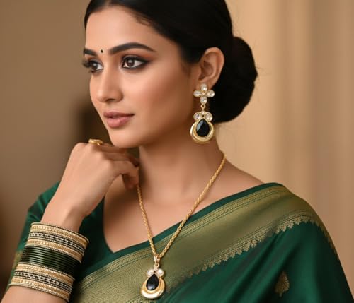 Image of Touchstone Indian Colorful Delicate Desire Traditional Exclusive Designer Jewellery Pendant Sets for Women