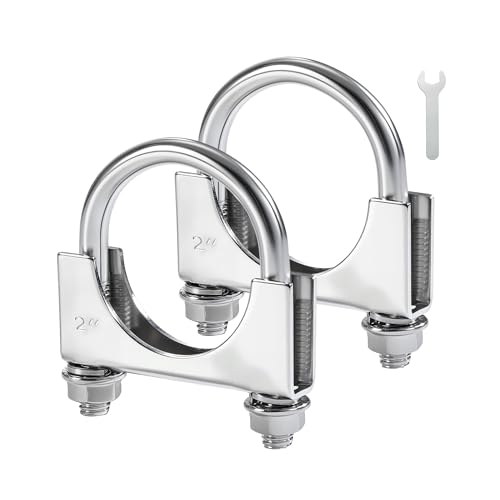 EVIL ENERGY 2 Heavy Duty U Bolt Exhaust Clamp 2 Inch Stainless Steel U Muffler Clamps Saddle Style 2PCS