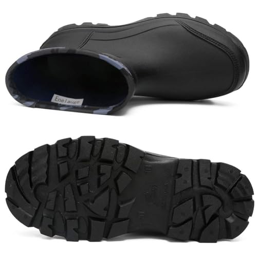 Enelauge Men's Waterproof Rain Short Boots Shoes Nonslip Rubber Rain Footwear4
