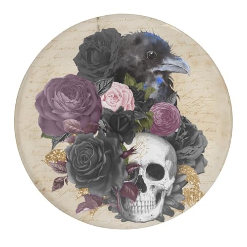 Imanes de cristal para nevera con diseño de calavera y cuervo, 4 unidades, espeluznantes calcomanías redondas espeluznantes de Halloween, hermosas decoraciones de casillero, Día de la Madre/Padre
