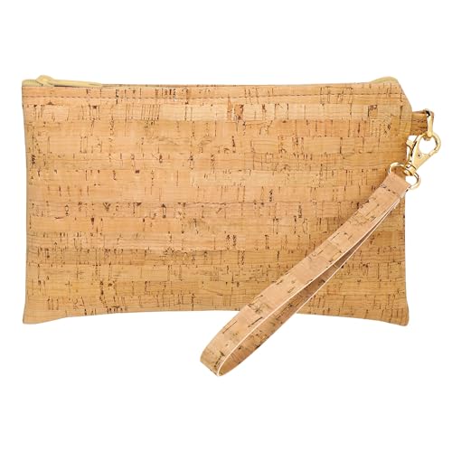 Cork Wristlet with Strap, Cork Clutch, Handmade Cork Wristlet