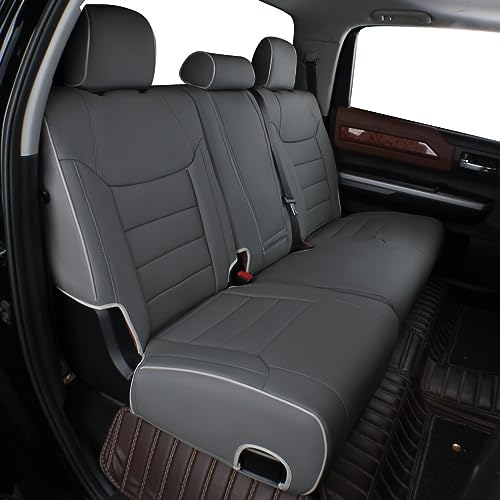 Image of EKR Custom Fit Tacoma Car Seat Covers for Toyota Tacoma 2016 2017 2018 2019 2020 2021 2022 2023 Access Cab -Full Set,Faux Leather(Gray)