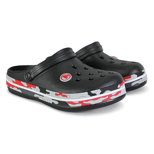 Image of Aqualite Men's NEO-151 Trendy Stylish Fashionable Clogs with Back-Strap| Sandals with Lightweight Regular wear Casual Clogs with Ultra Soft & Flexibility Technology. Black /Grey