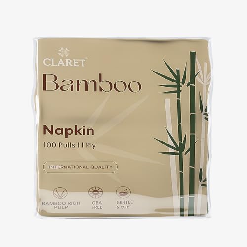 Image of Claret Bamboo Napkin | 1-Ply | 100 Pulls | Bamboo Rich Pulp | OBA Free | Gentle & Soft (Pack Of 2)