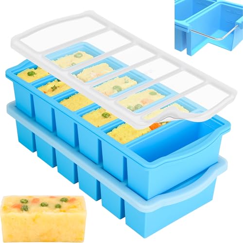 Image of Silicone Freezer Molds with Lids, 1/2 Cup Soup Freezer Container Reinforced Steel Ring Top for freezing Soup Sauce Broth Leftovers, Silicone Freezer tray 2-Pack, Oven & Dishwasher Safe