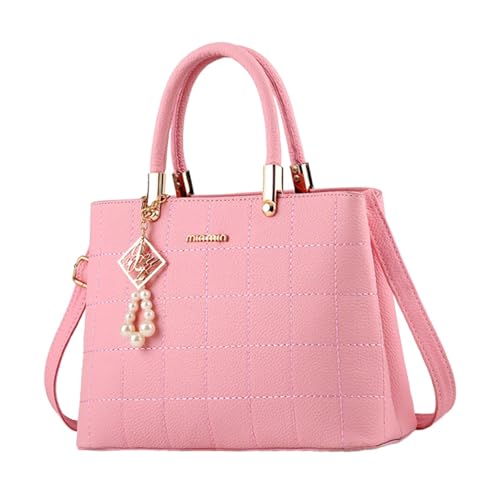 Sac à bandoulière femme rose chic en cuir PU avec compartiments pour le bureau