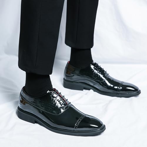 Men's Oxford Shoes: Stylish Patent Leather Dress Shoes, Lace - Up Design, Suitable for Formal Occasions4